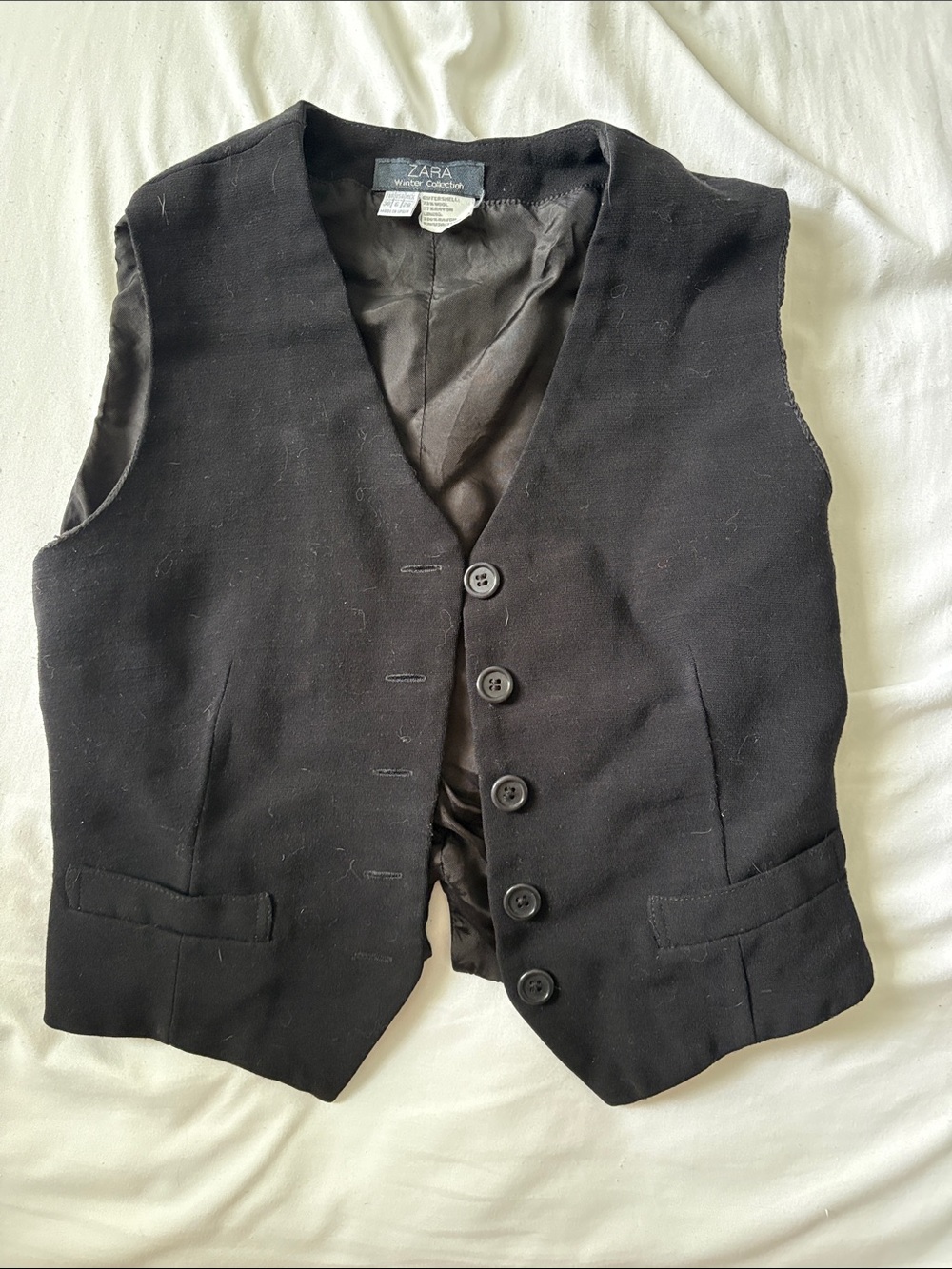 ZARA Men's Black Five-Button Waistcoat Vest